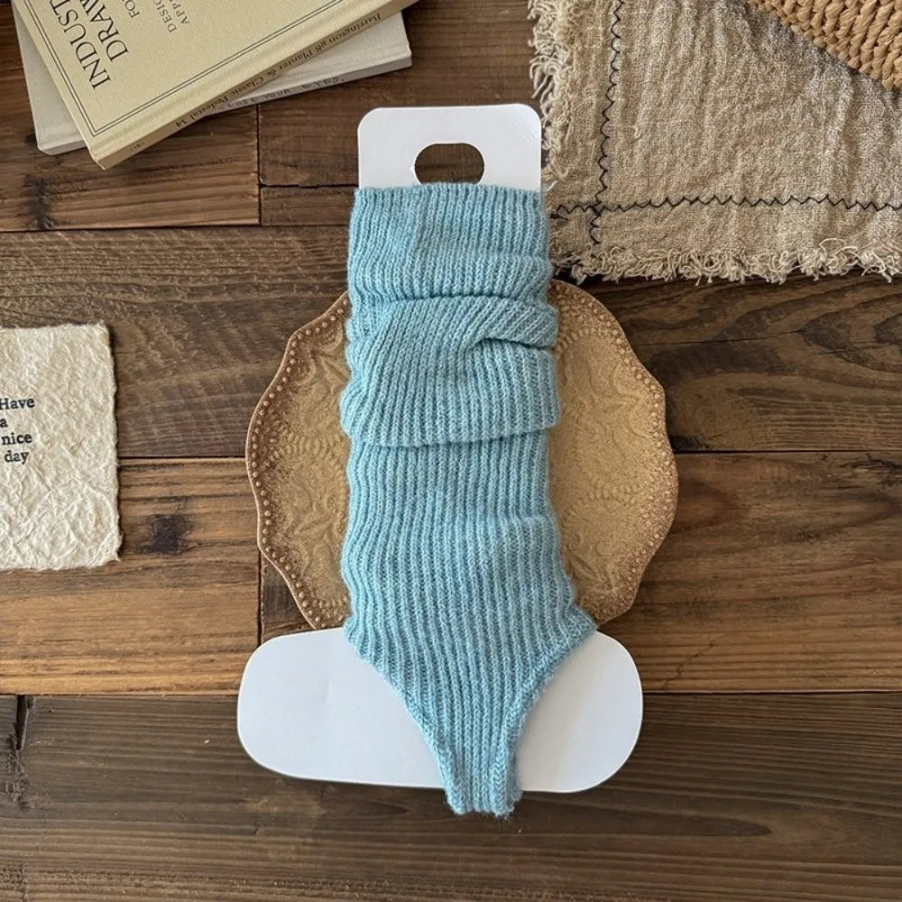 Ribbed Calf Leg Warmers with Stirrup Foot Openings