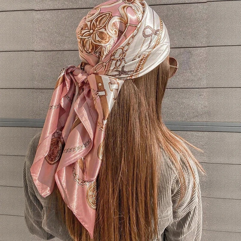 Printed Square Scarf with Ornate Paisley Pattern Options