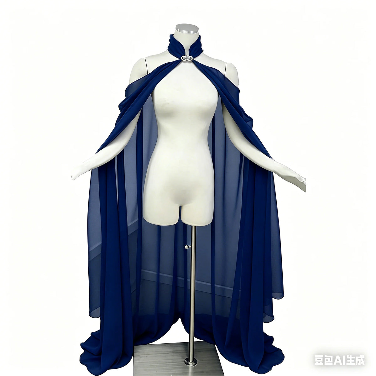 Neck Tie Sheer Long Cape for Layering over Outfits