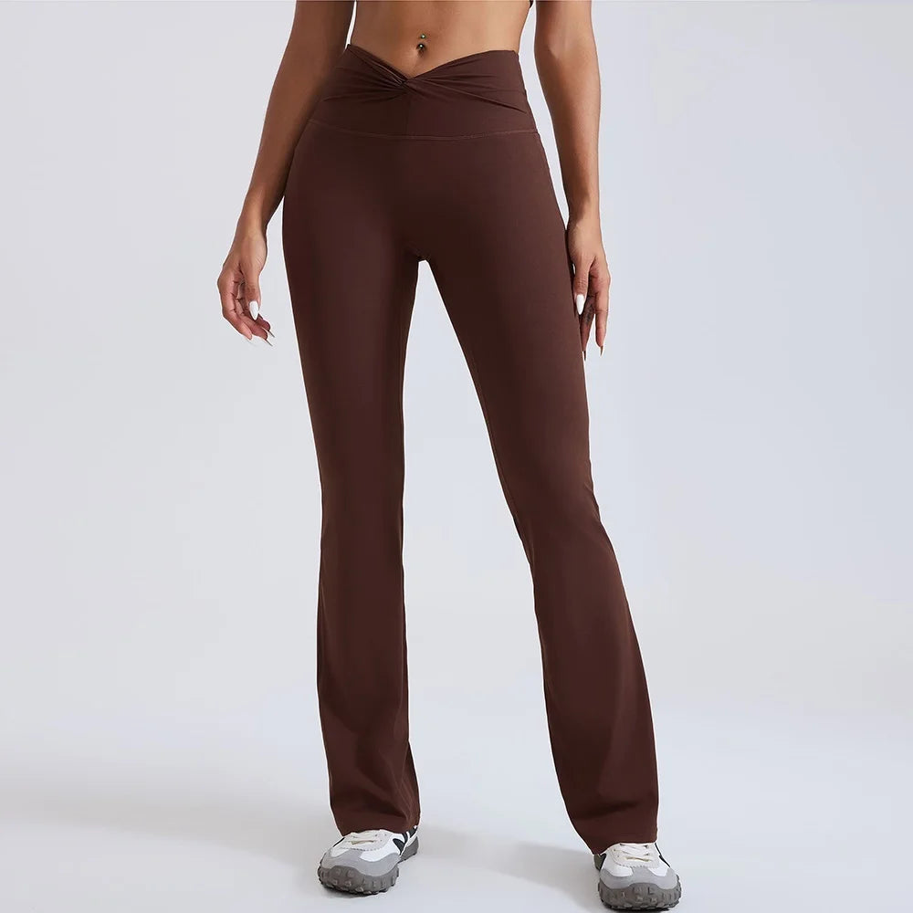 Women's Zip-Front Crop Top and Flared Pants Workout Set