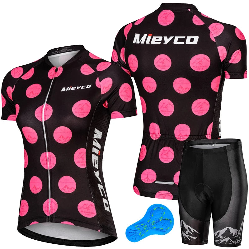 Women Short Sleeve Cycling Jersey Set Summer Bike Bib Shorts Suit