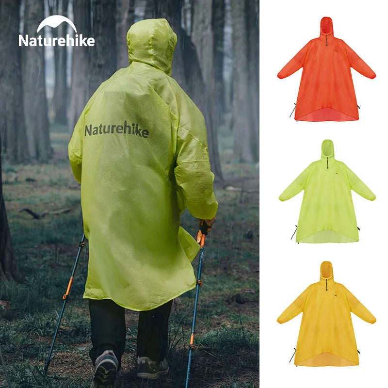 Hooded Outdoor Rain Poncho with Extended Hem and Sleeves