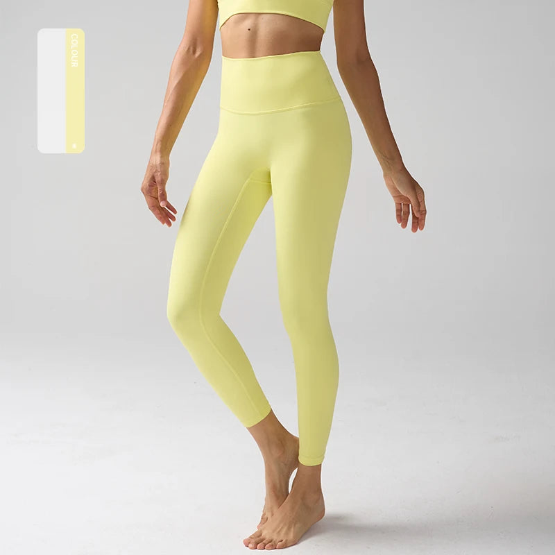 Women's High-Waist Nylon-Elastane Stretch Ankle-Length Yoga Leggings