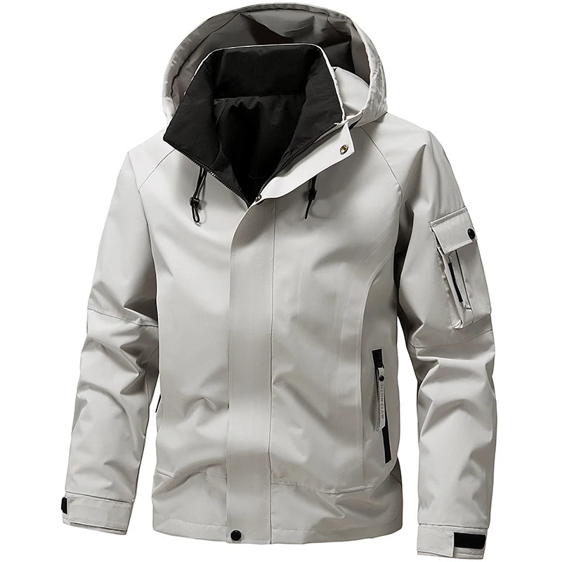 Hooded Long Sleeve Full Zip Outdoor Hiking Jacket with Pockets
