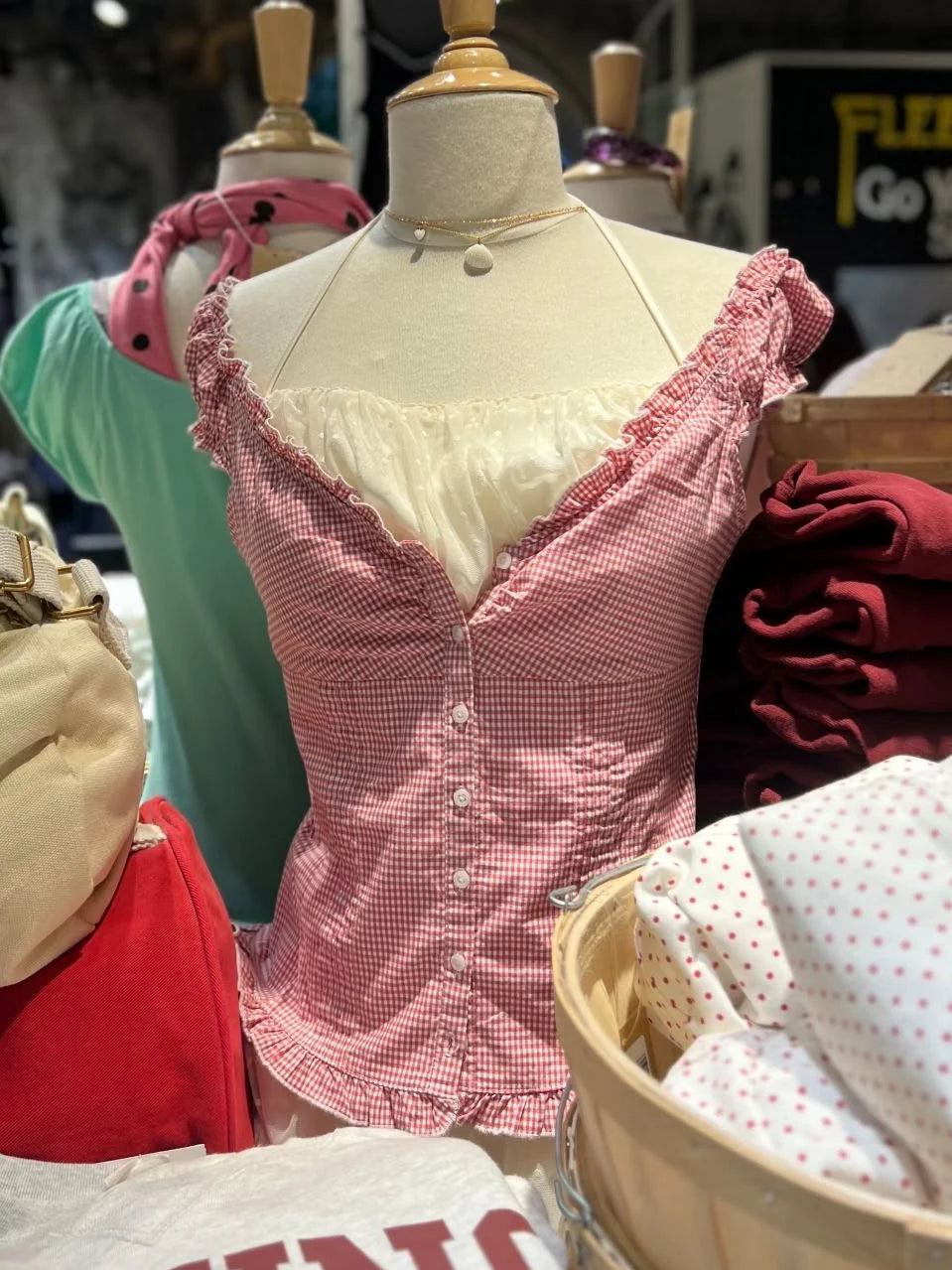 Women's Ruffled Cotton Sleeveless Blouse with Button Front and Mixed Pattern Options