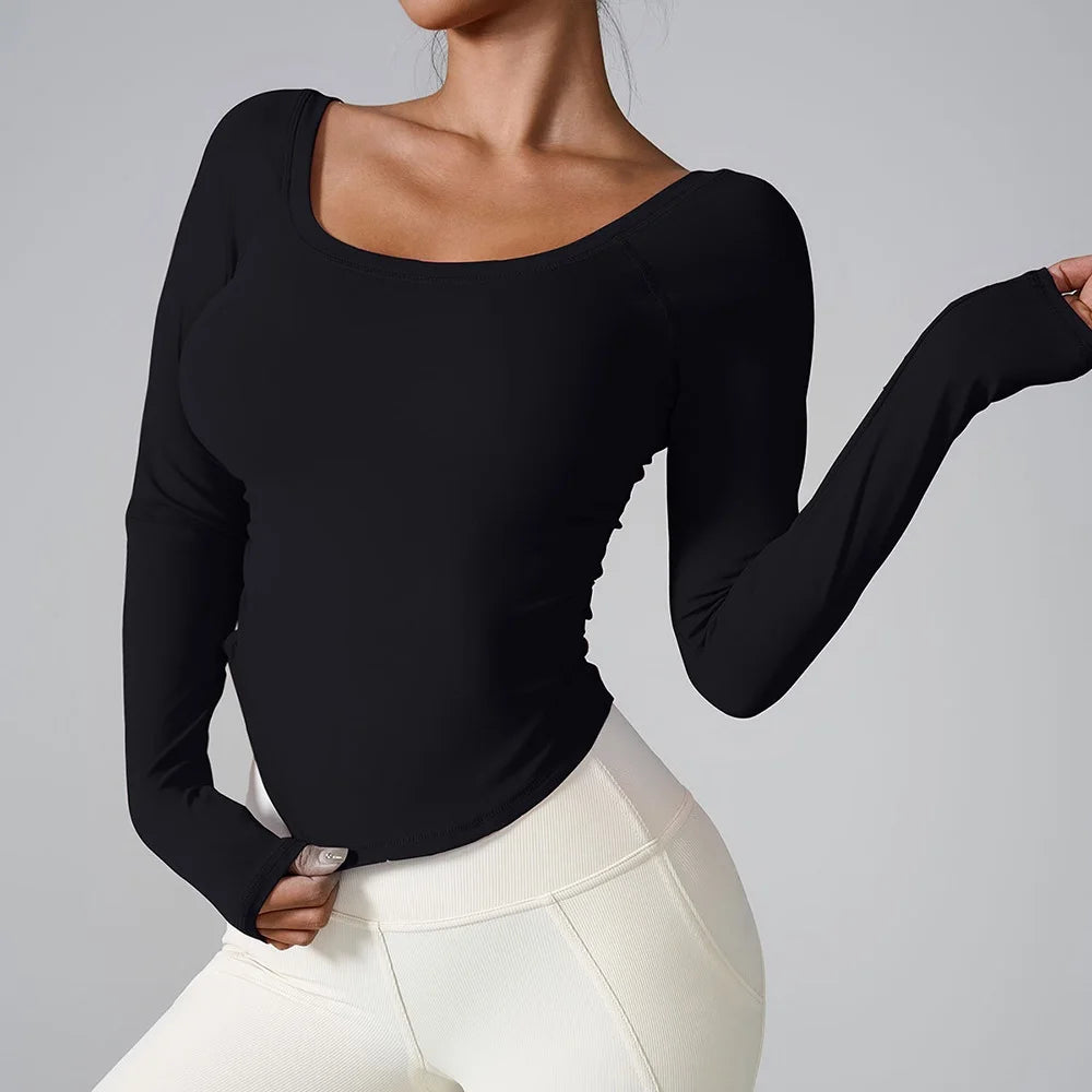 Women's Scoop-Neck Long-Sleeve Workout Top