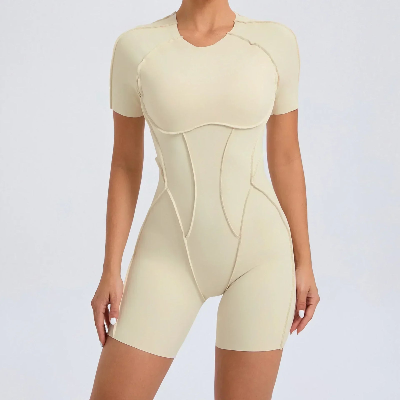 Women's Contoured Workout One Piece with Back Cutouts and Sleeve Length Options