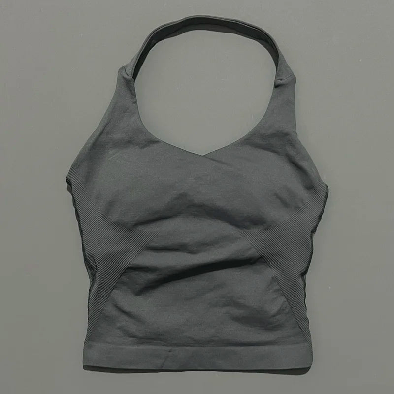 Women's Halter Neck Longline Fitted Tank Top For Workout Outfits