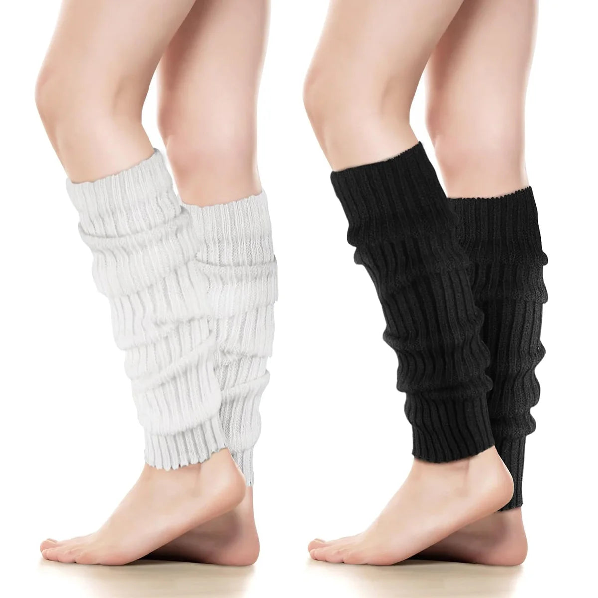 Ribbed Knit Calf Leg Warmers with Slouchy Shape