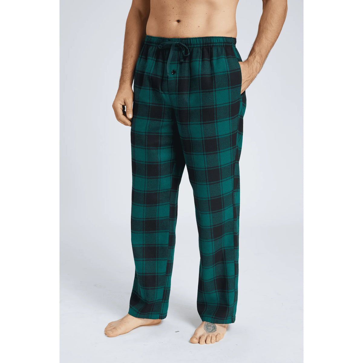 Men's Plaid Elastic Waist Pocket Straight Leg Pajama Lounge Pants