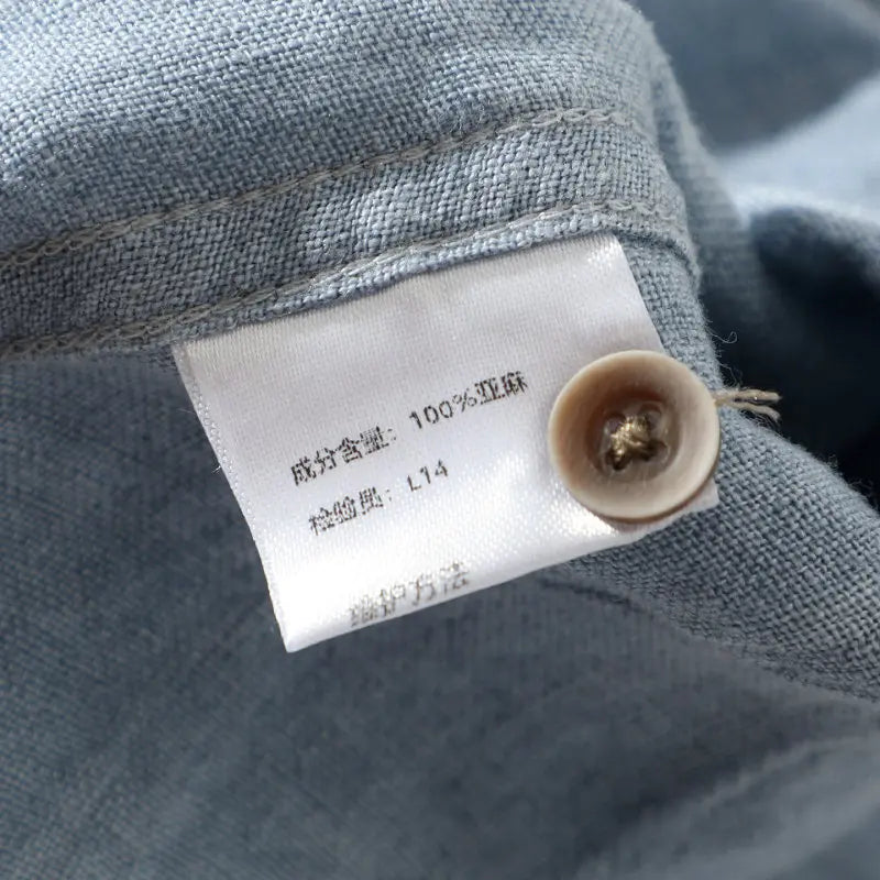 Women's Linen Long-Sleeve Stand-Collar Button-Up Shirt for Casual Summer Daily Wear Outfits