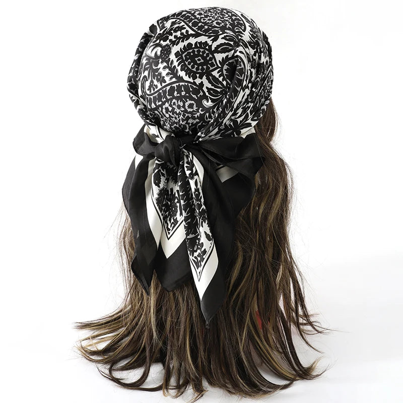 Floral Print Square Scarf for Head and Neck Styling