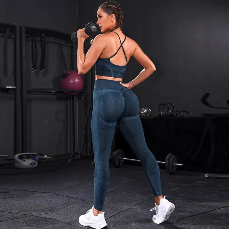 Women's Cross Back Tank And Leggings Yoga Set