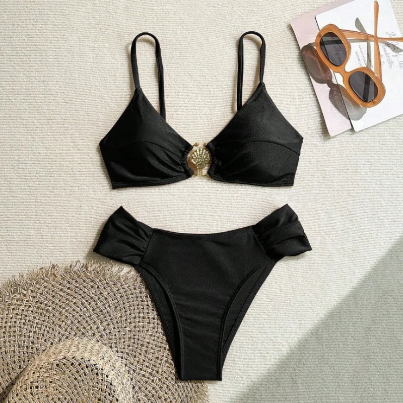 Pleated High Waist Bikini