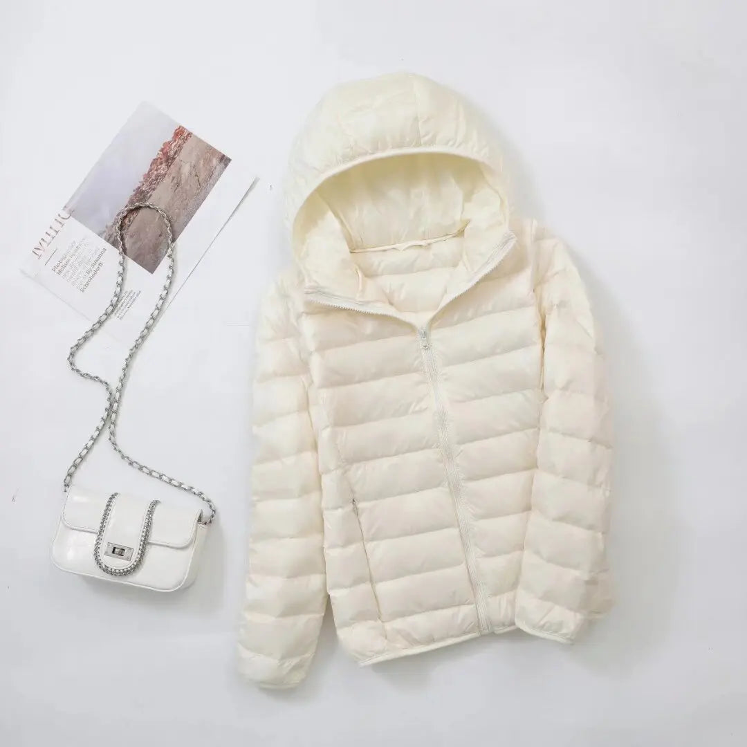 Women's Hooded Quilted Zip Front Jacket for Layered Outfits