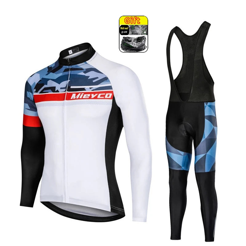 Men Autumn Long Sleeve Cycling Jersey Set MTB Mountain Bike Sportswear Slim Fit