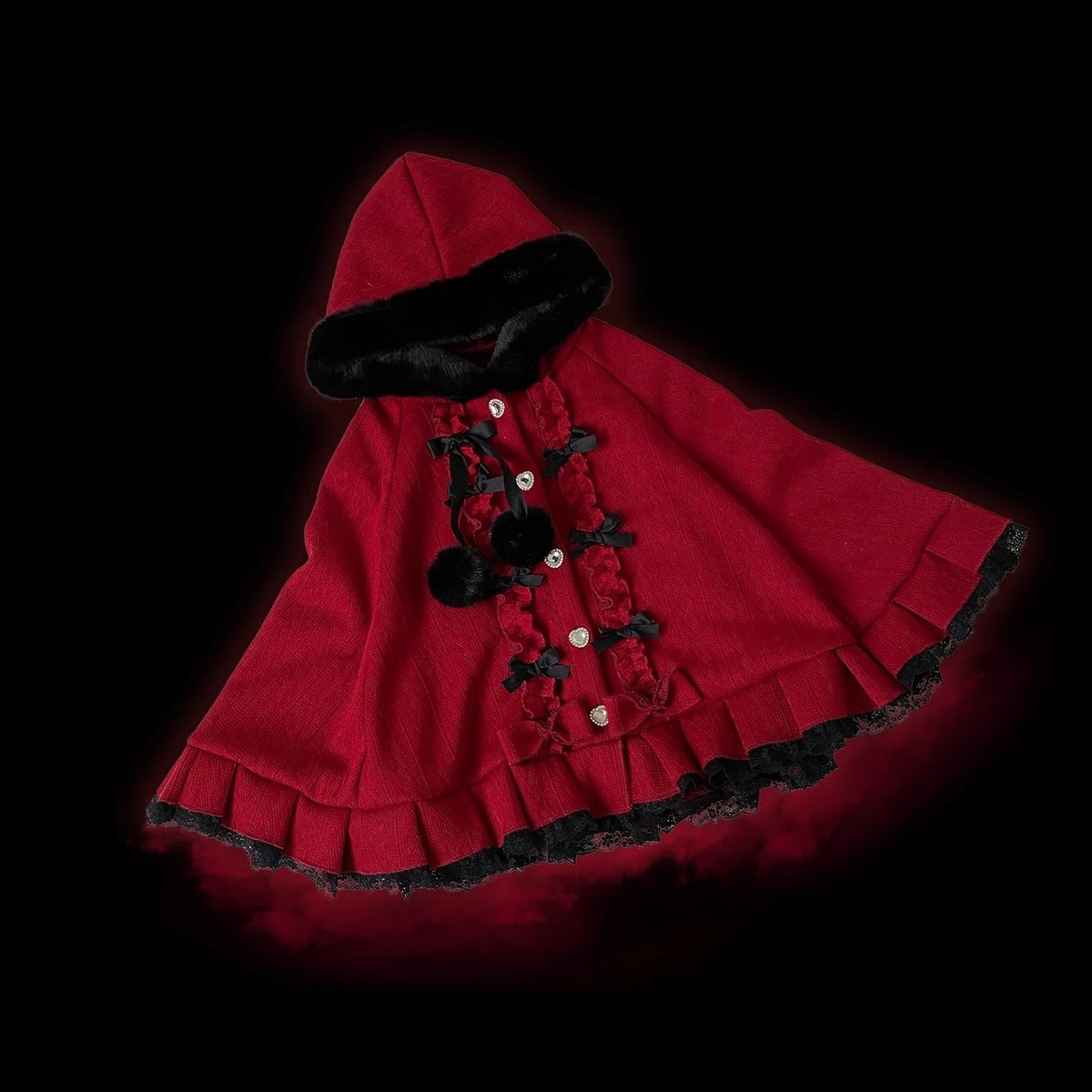 Hooded Bow Ruffle Cape for Layering over Outfits