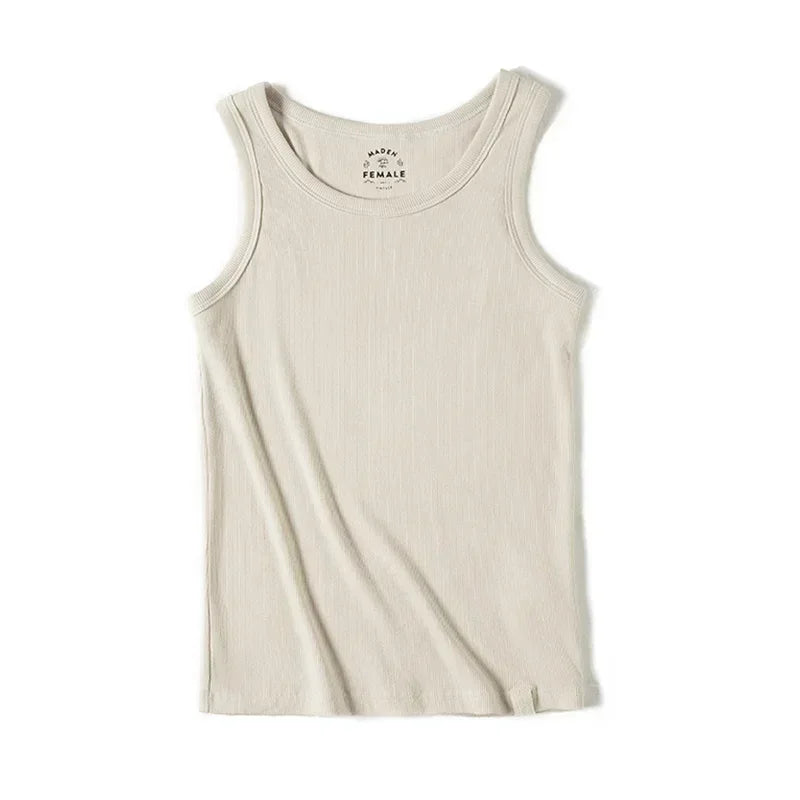 Women's V-Neck Knit Tank Top with Sleeveless Design and Simple Shape