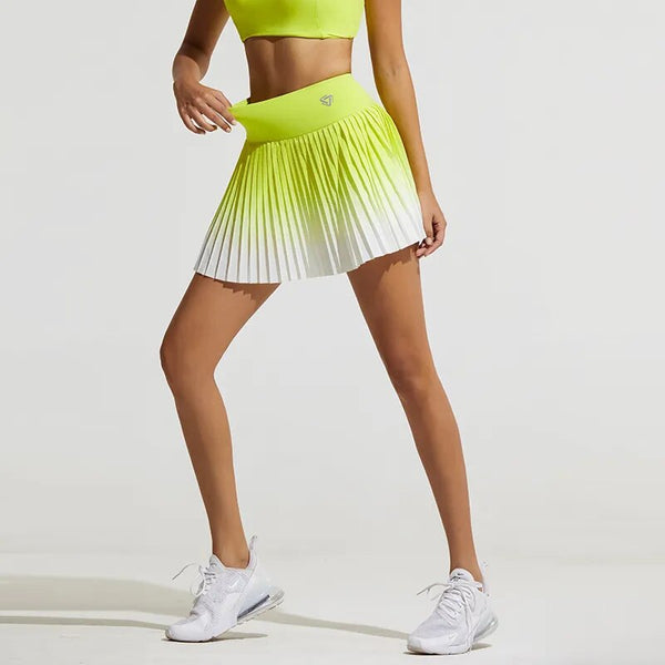 Women Summer Safe Tennis Skirts S-XXL Gym Golf Running Pleated skirt Girls Gradient Sports Fitness High Waist Skorts With Pocket