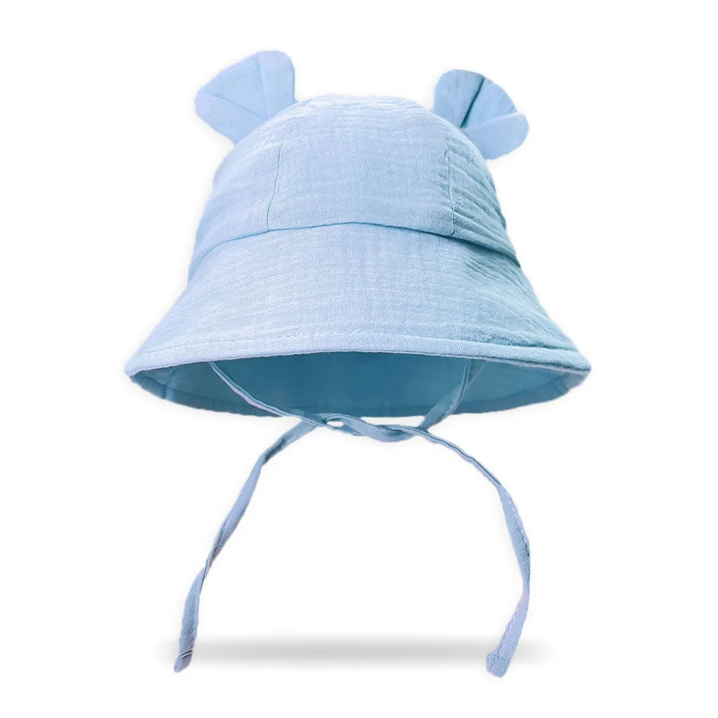 Children's Bucket Hat with Decorative Ears and Chin Ties