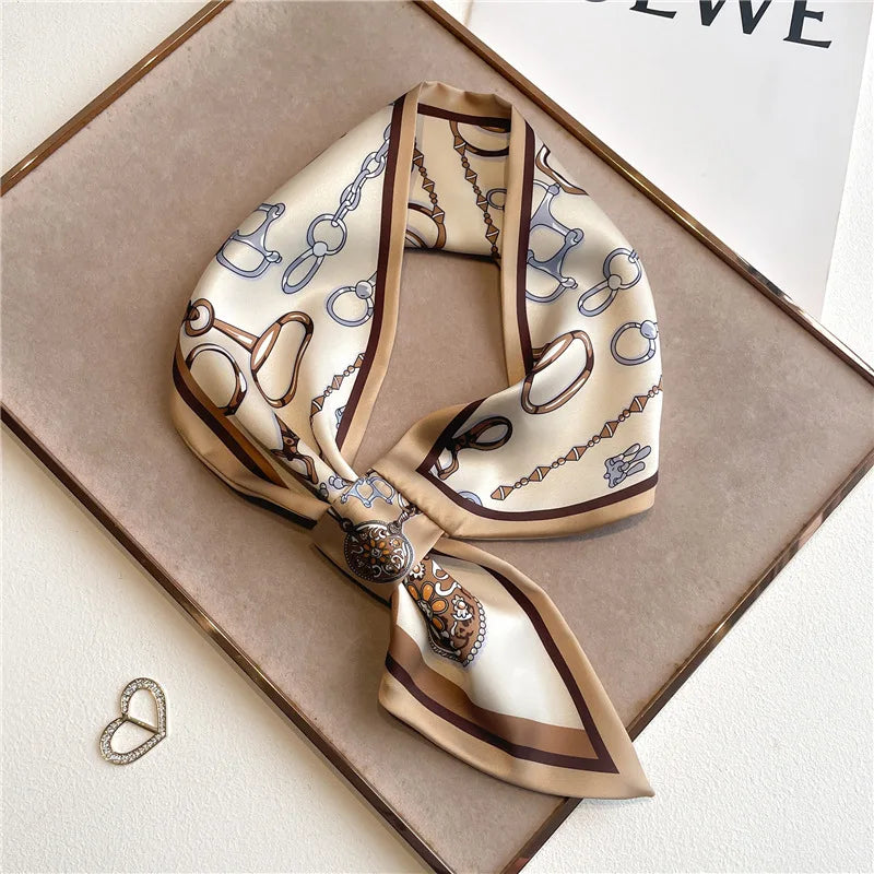Printed Narrow Neckerchief Scarf with Pointed Tie Ends