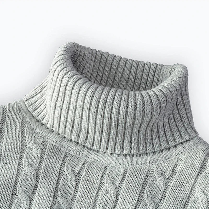Men's Cable Knit Turtleneck Long Sleeve Sweater