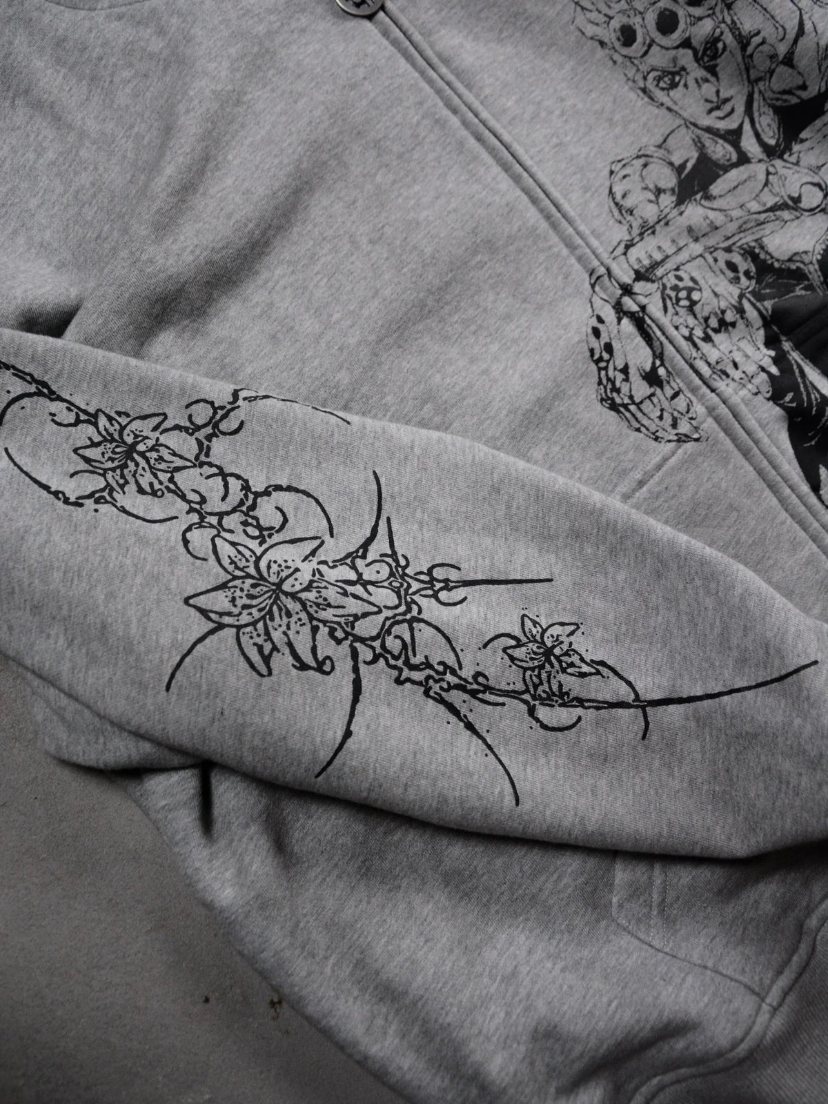 Anime-Graphic Loose-Fit Cotton Zip-Front Hoodie