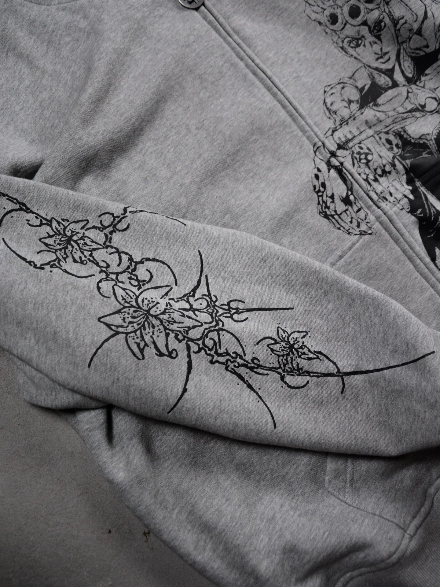 Anime-Graphic Loose-Fit Cotton Zip-Front Hoodie