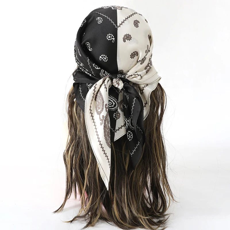 Floral Print Square Scarf for Head and Neck Styling