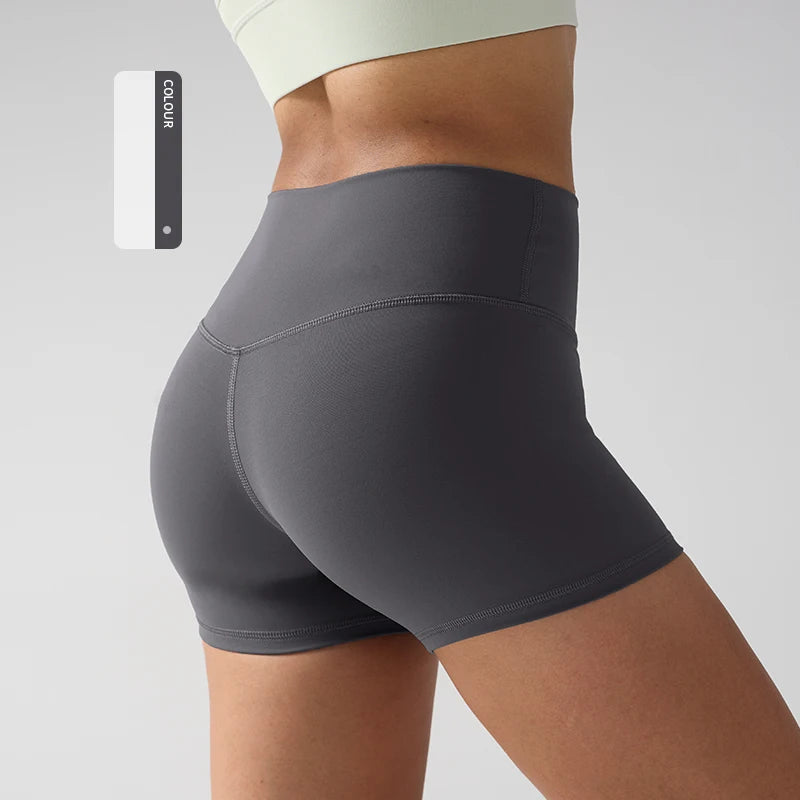 Women's High Waist Nylon Blend Shorts for Yoga and Fitness