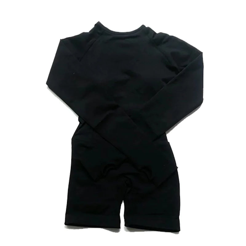 Women's Long Sleeve Nylon Blend Workout Romper with Large Back Cutout