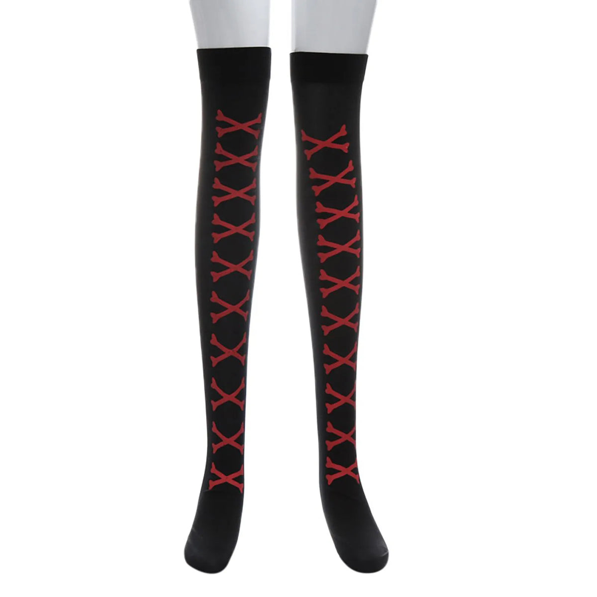 Patterned Knee High Stockings with Bat and Spiderweb Designs