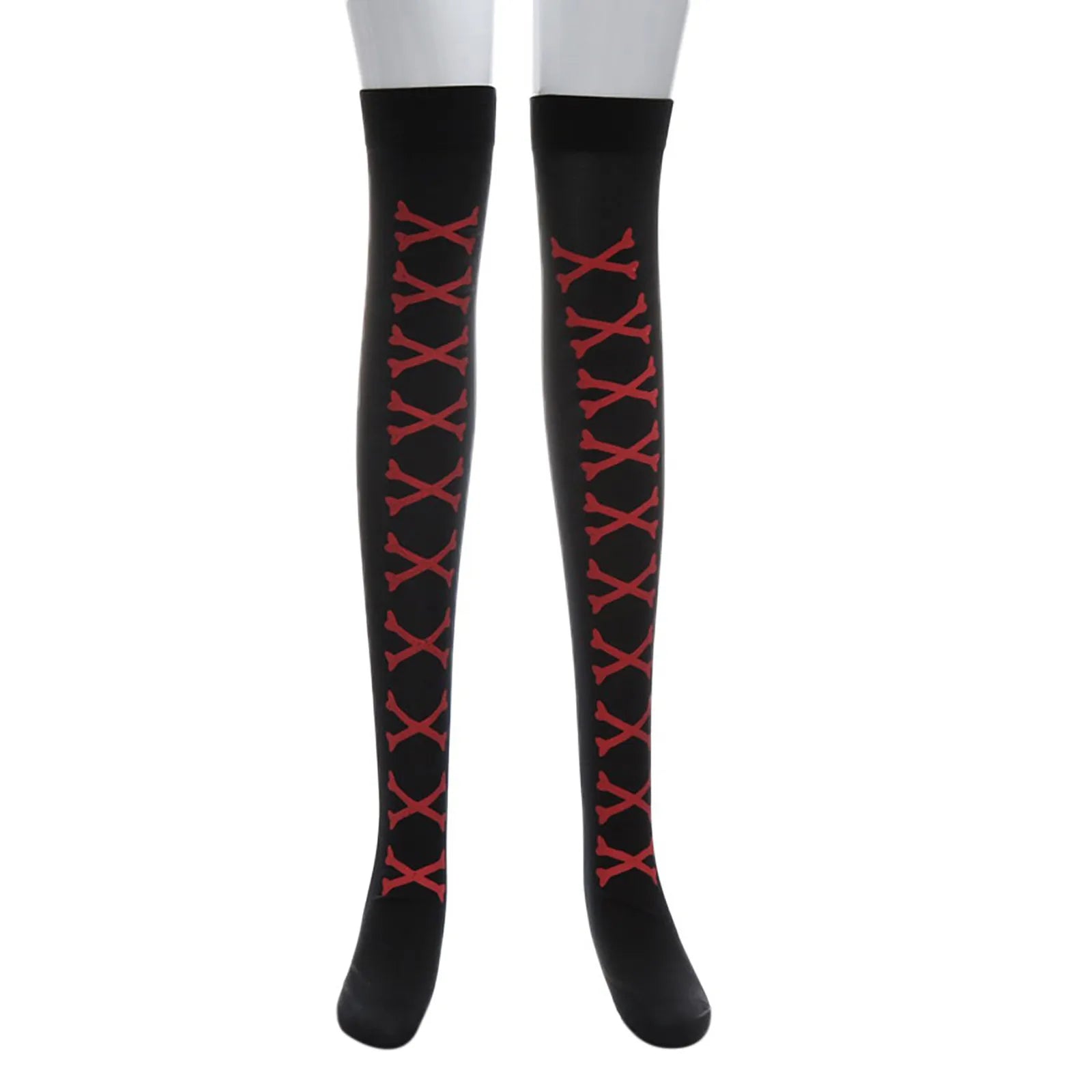Patterned Knee High Stockings with Bat and Spiderweb Designs