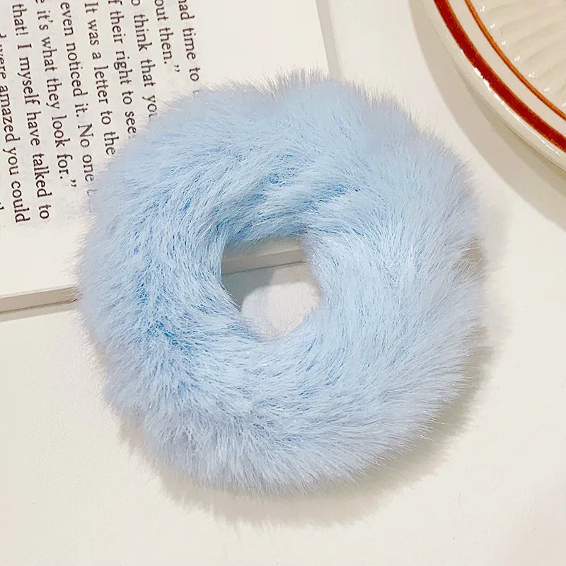 Fluffy Faux Fur Scrunchie Hair Band with Thick and Thin Options