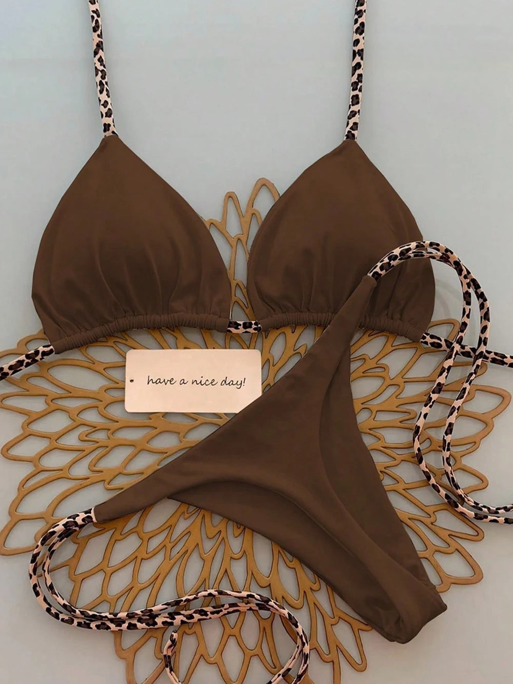 Halter Lace-Up Bikini