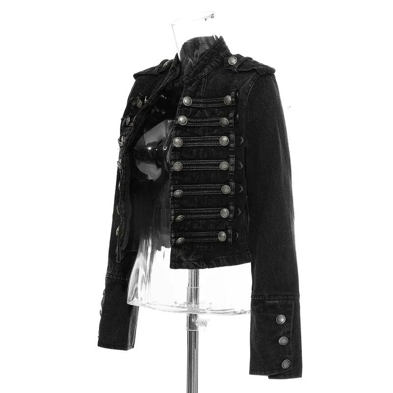 Women's Distressed Denim Button-Front Jacket