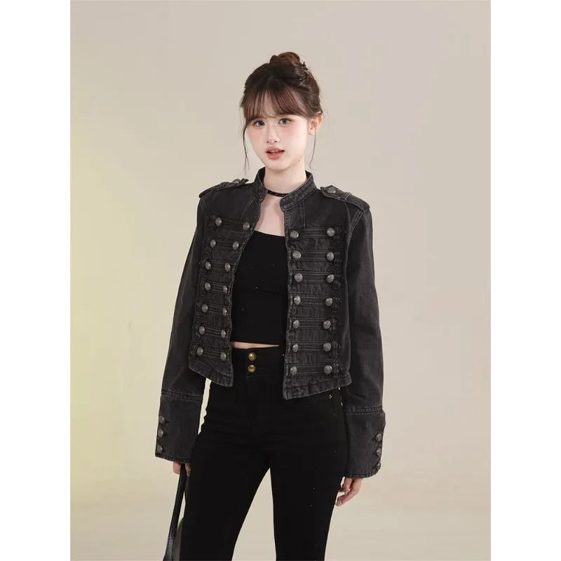 Women's Denim-Look Button-Front Jacket