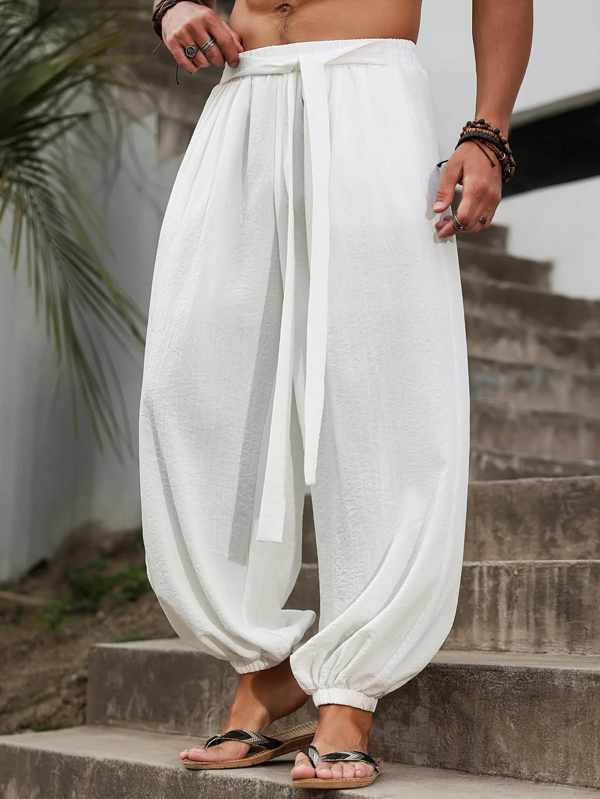 Men's Elastic Waist Loose Fit Casual Pants For Everyday Wear