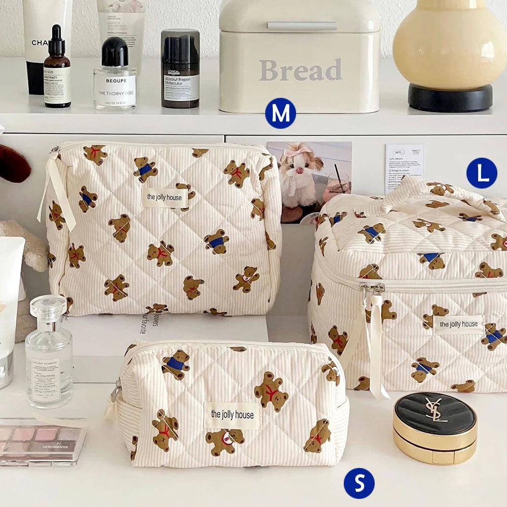 Printed Quilted Toiletry Bag with Zippered Size Options