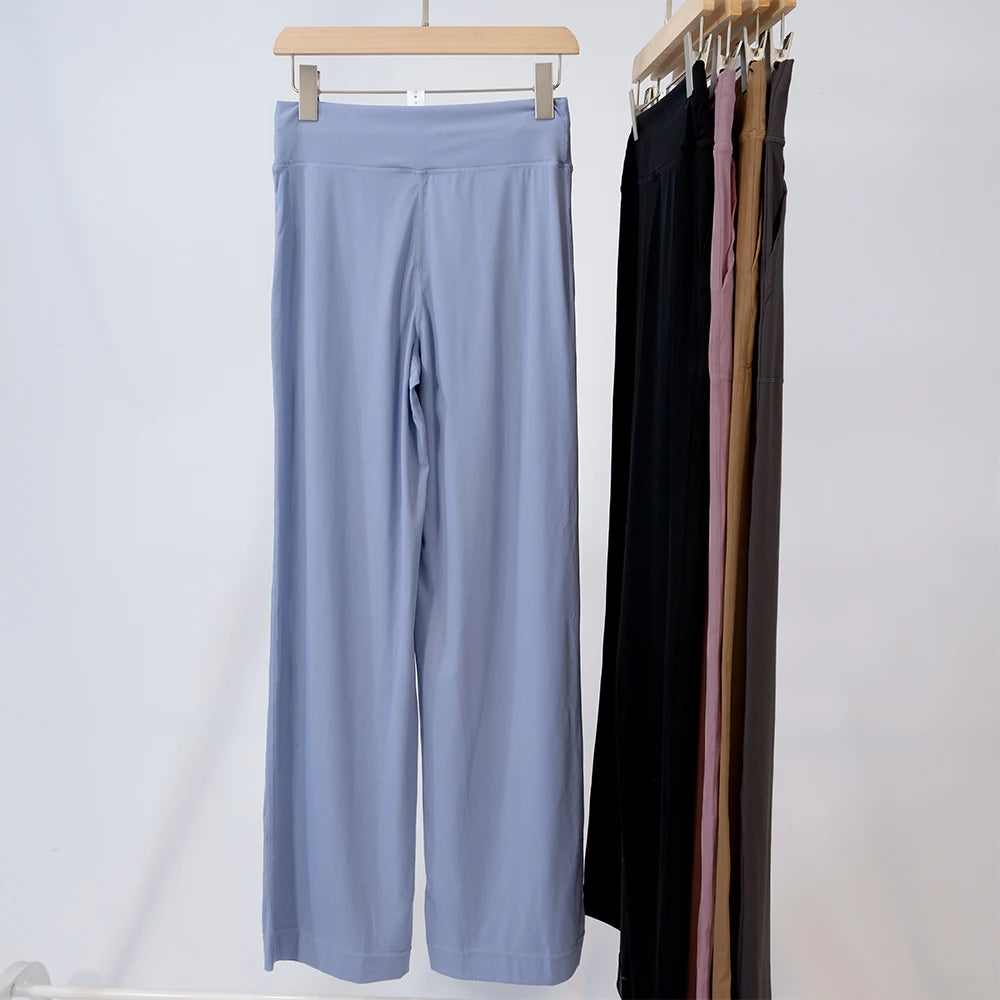 Women's High Waist Nylon Blend Wide Leg Pants for Casual Outdoor Outfits