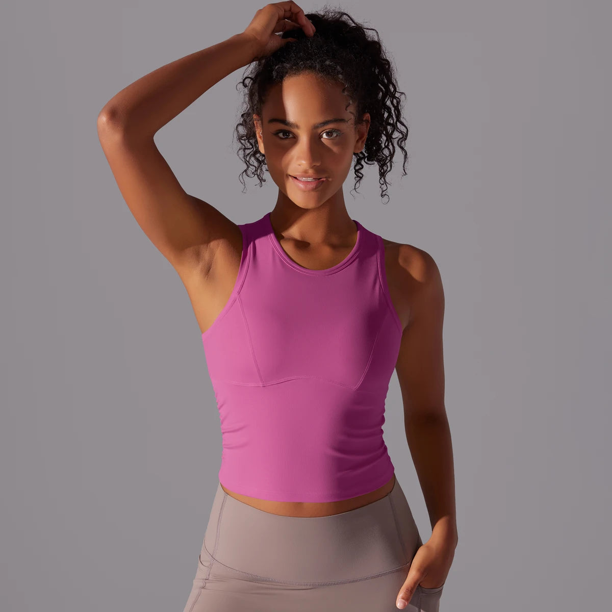Women's Scoop Neck Longline Sleeveless Tank Top For Workout Outfits