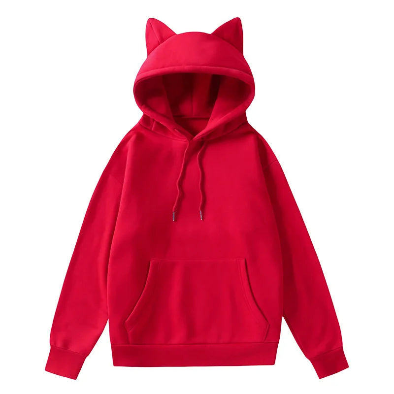 Cat Ear Long Sleeve Pullover Casual Hoodie for Layering