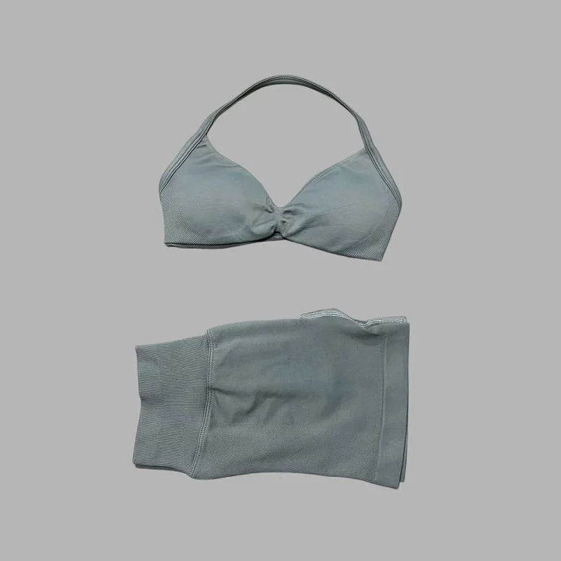Women's Twist Front Bra And Shorts Yoga Set