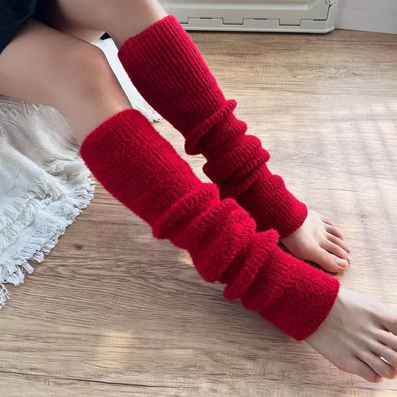 Solid Knit Calf Leg Warmers with Slouchy Shape