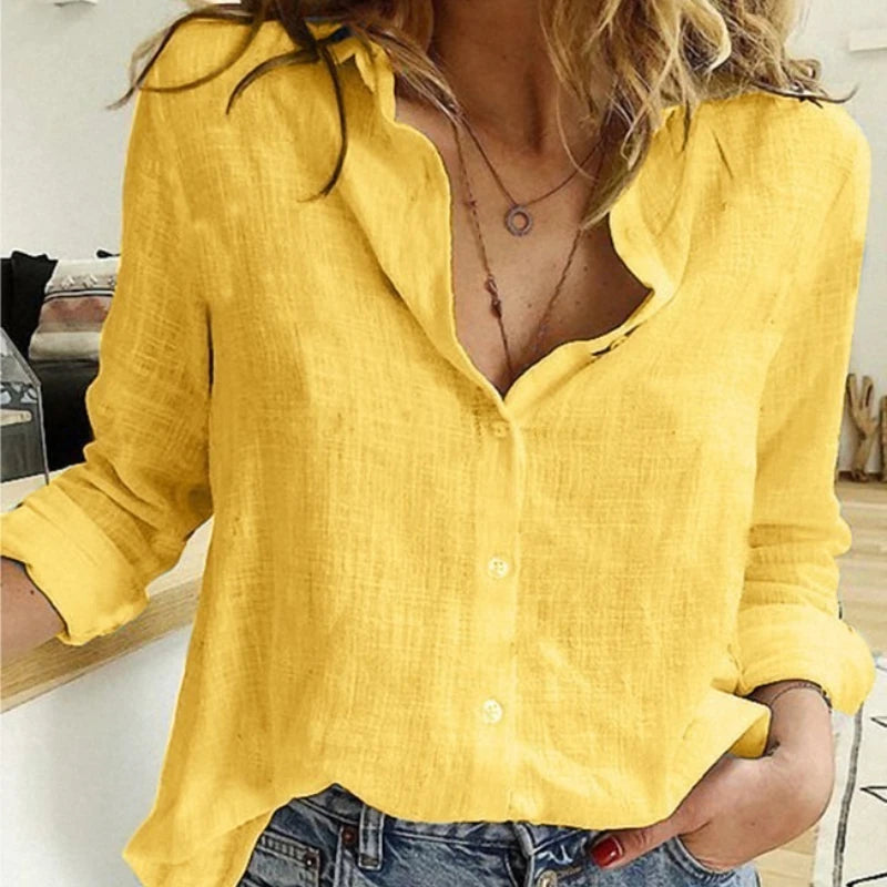 Women's Bird Print Collared Long Sleeve Shirt