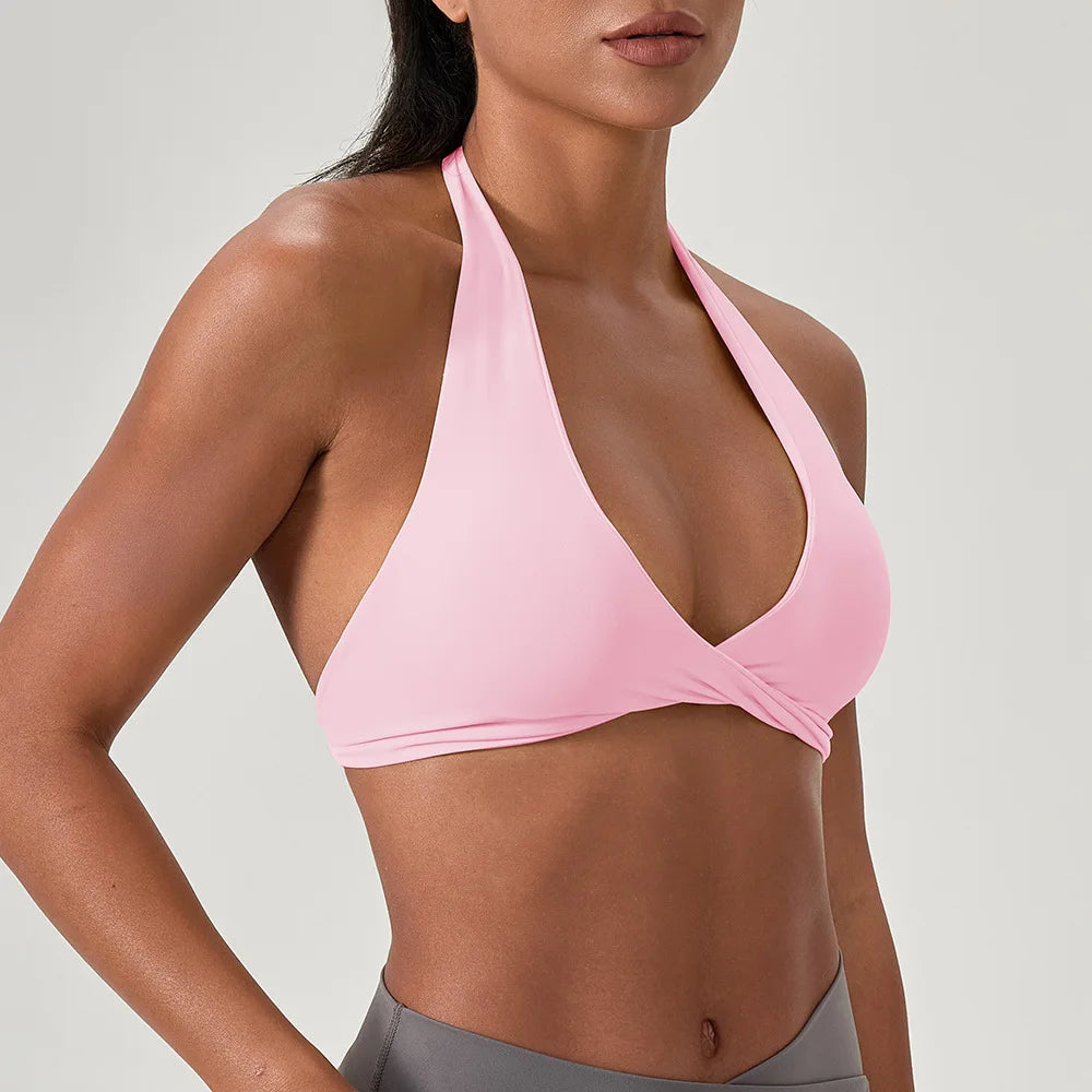 Women's V Neck Halter Sports Bra
