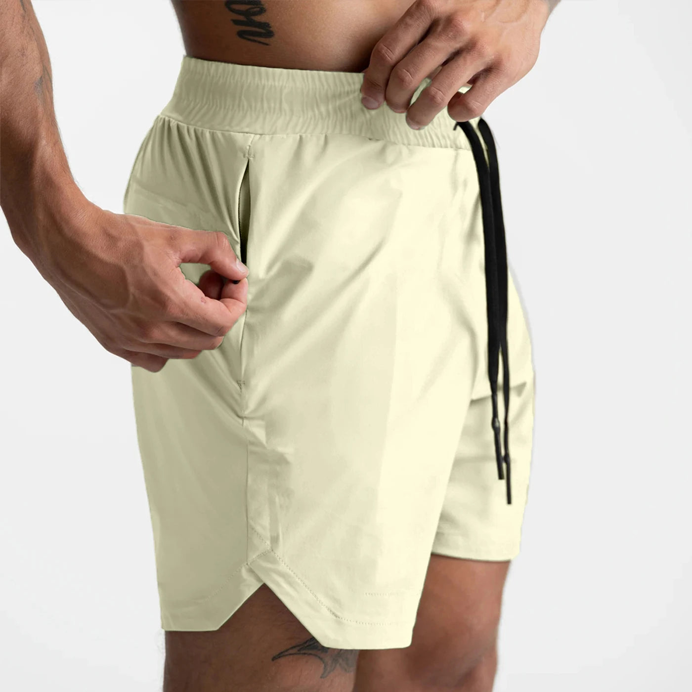 Men's Drawstring Sports Shorts with Inner Liner and Pockets