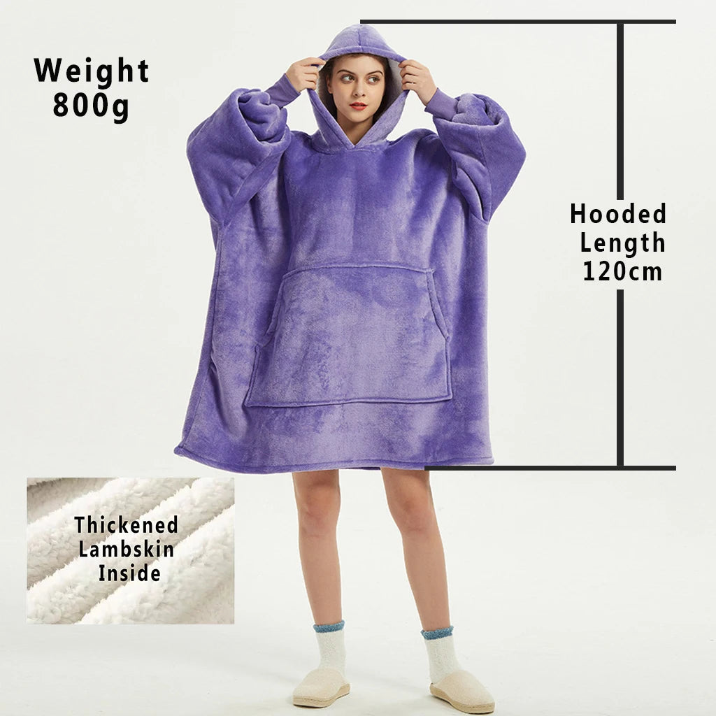 Oversized Fleece Blanket Hoodie with Original Long and Short Styles
