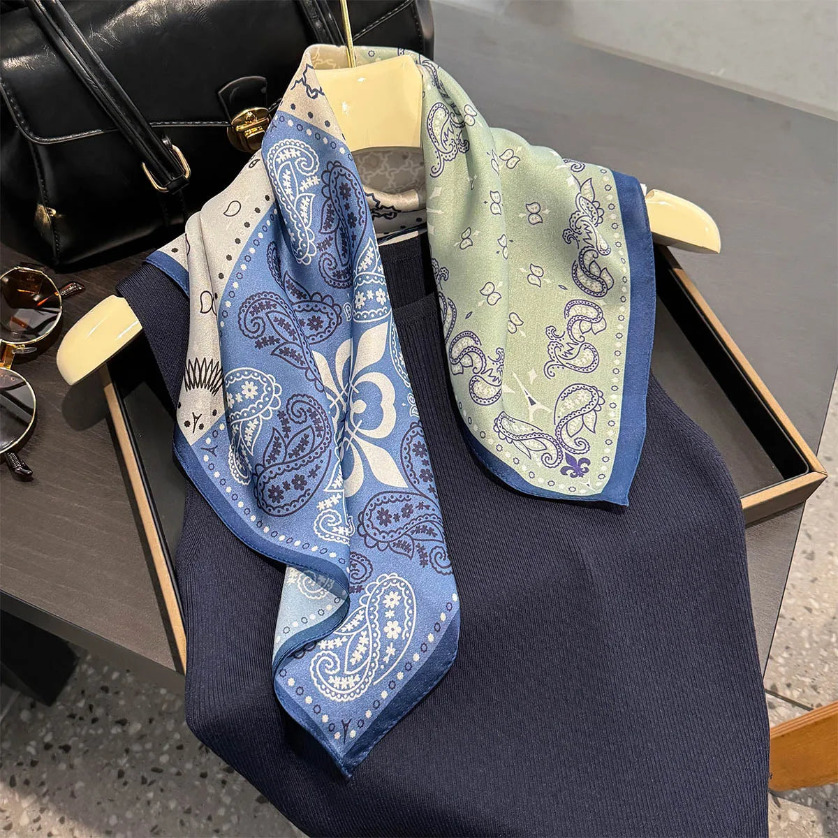 Printed Small Square Scarf for Neck and Hair Styling