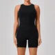 Women's High Neck Nylon Blend Sleeveless Workout Romper with Fitted Shorts